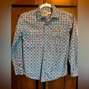 Cinch youth rodeo shirt. Black/dark grey pearl snaps size medium/10